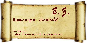 Bamberger Zdenkó névjegykártya